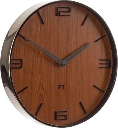 Designové nástěnné hodiny  FT3010TT Flat walnut titanium 30cm