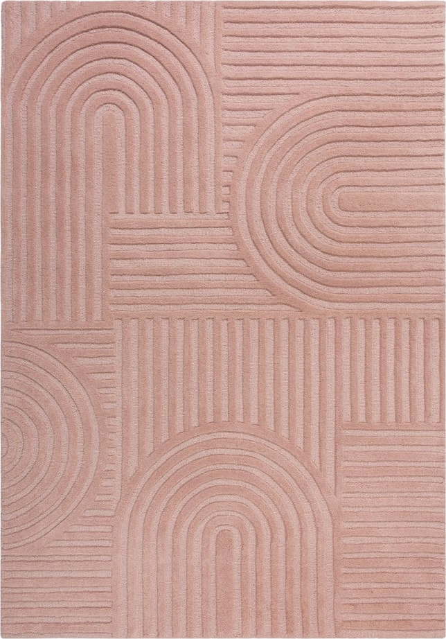 Růžový vlněný koberec Flair Rugs Zen Garden, 160 x 230 cm