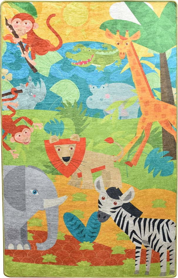 Dětský protiskluzový koberec Conceptum Hypnose Animals, 100 x 160 cm