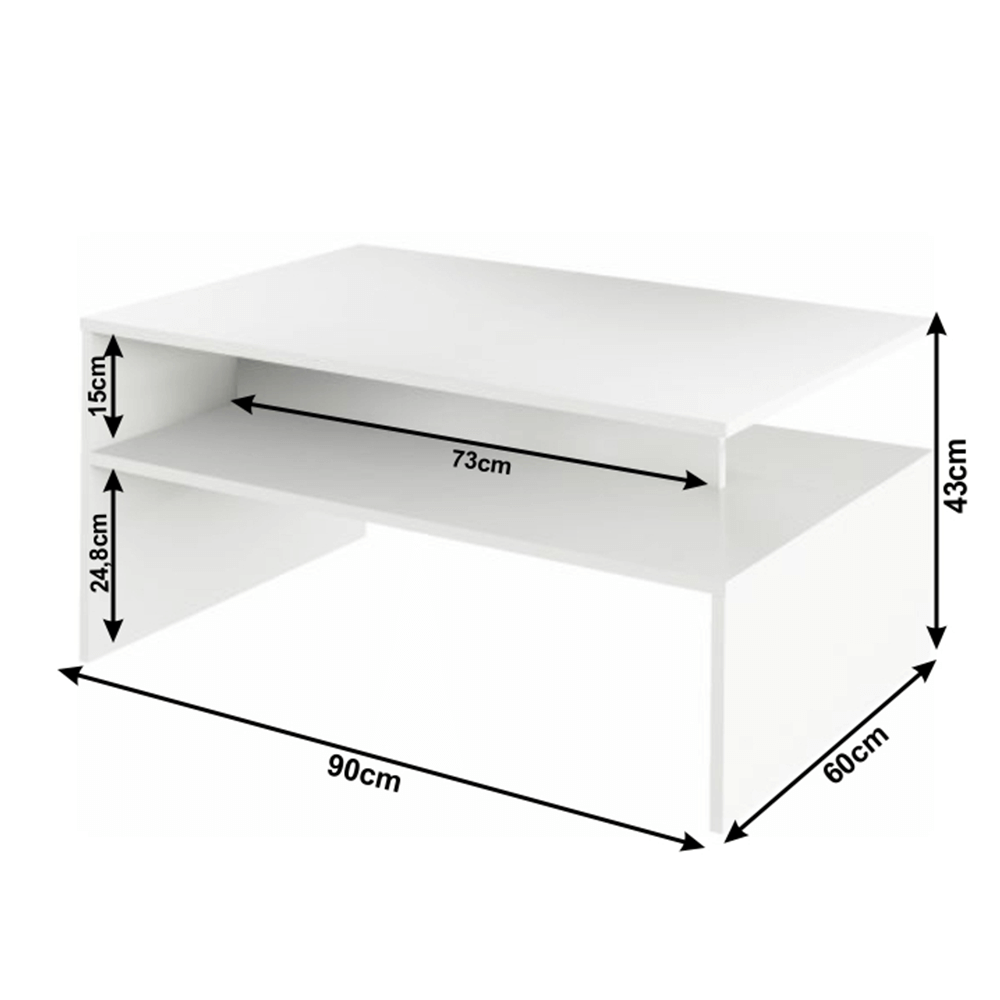 Konferenční stůl DAMOLI — 90x60x43 cm, bílá