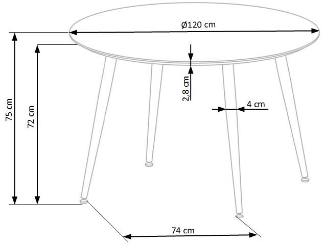 Jídelní kulatý stůl EMBOS — průměr 120 cm, černá