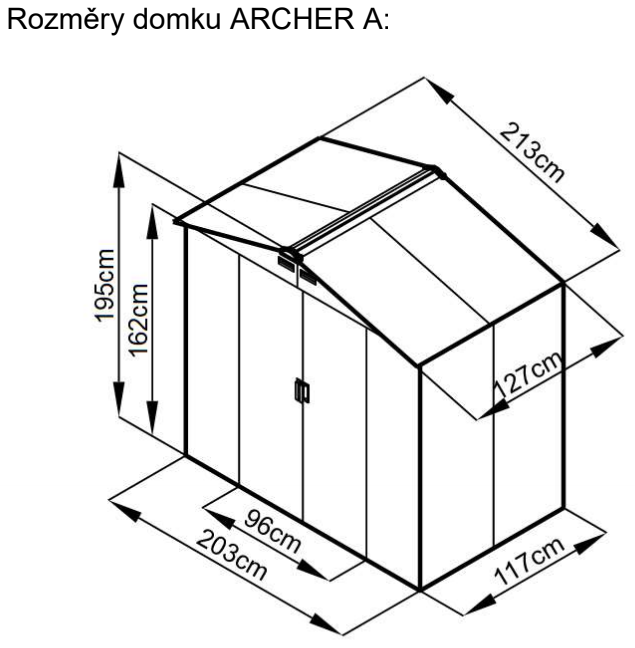 Zahradní domek ARCHERA –⁠ kov, šedá, 213x195x127 cm