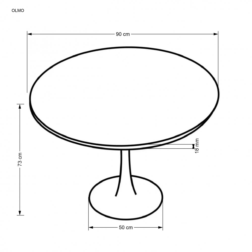 Jídelní kulatý stůl OLMO — průměr 90 cm, černá / zlatý dub