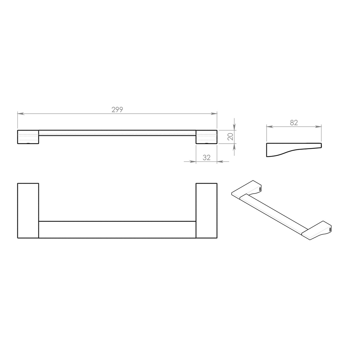 GEDY 572130 Glamour držák ručníků 30 x 8,2 cm, šedá