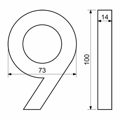 Hliníkové číslo 9 v „3D“ provedení se strukturovaným povrchem RICHTER RN.100LV.9.AL.AM.3D