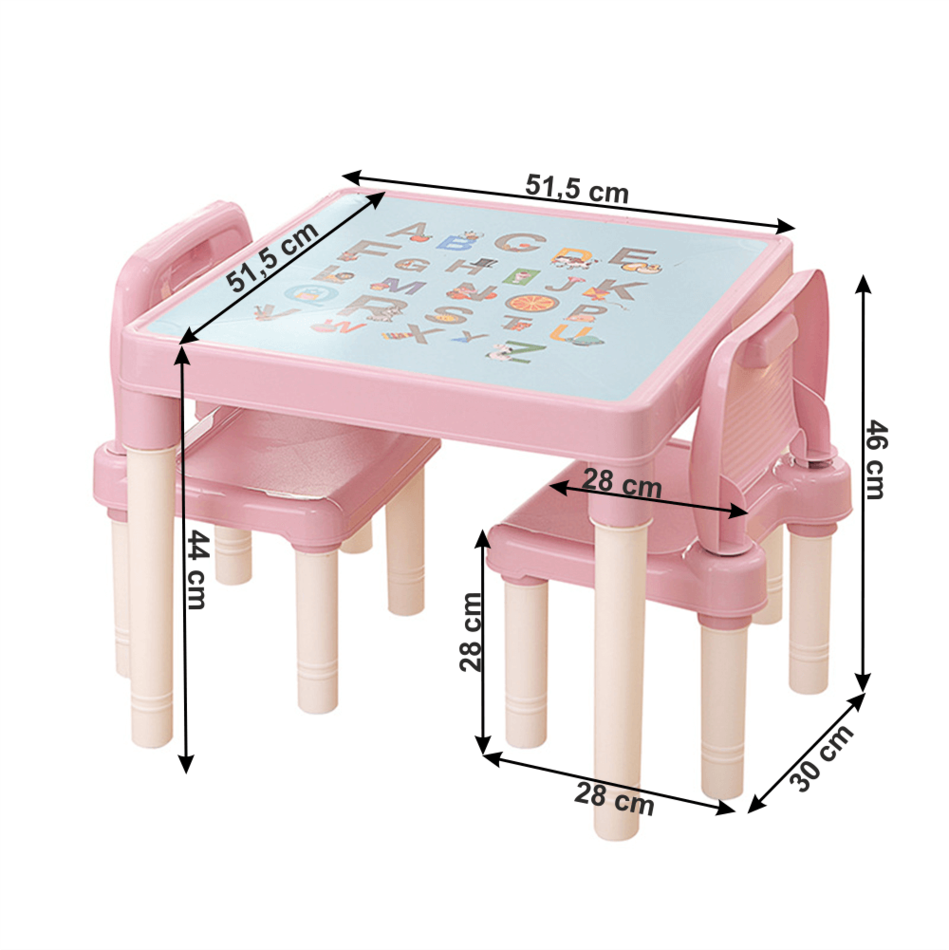 Dětská sasa stolečku a židliček Balto 3 ks, růžová