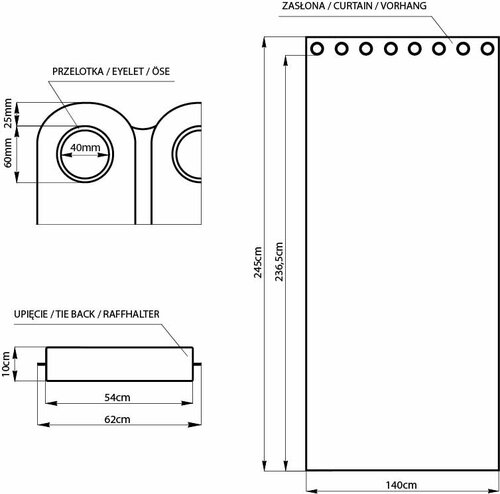 AmeliaHome Závěs Blackout EYELETS stříbrná, 140 x 245 cm