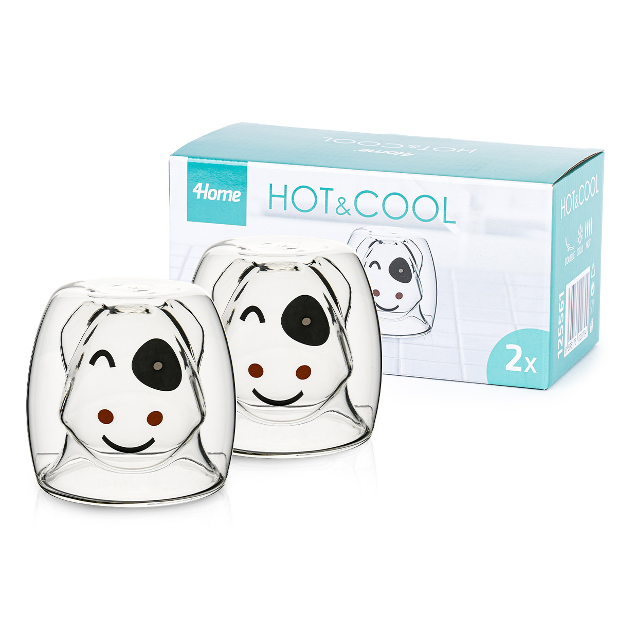 4home Termo sklenice Hot&Cool Happy Cow 210 ml, 2 ks