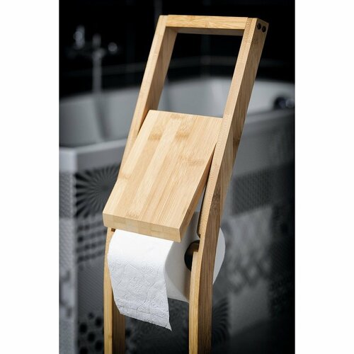 AQUALINE BI026 Bambus stojan s držákem na toaletní papír a WC štětkou, hranatý