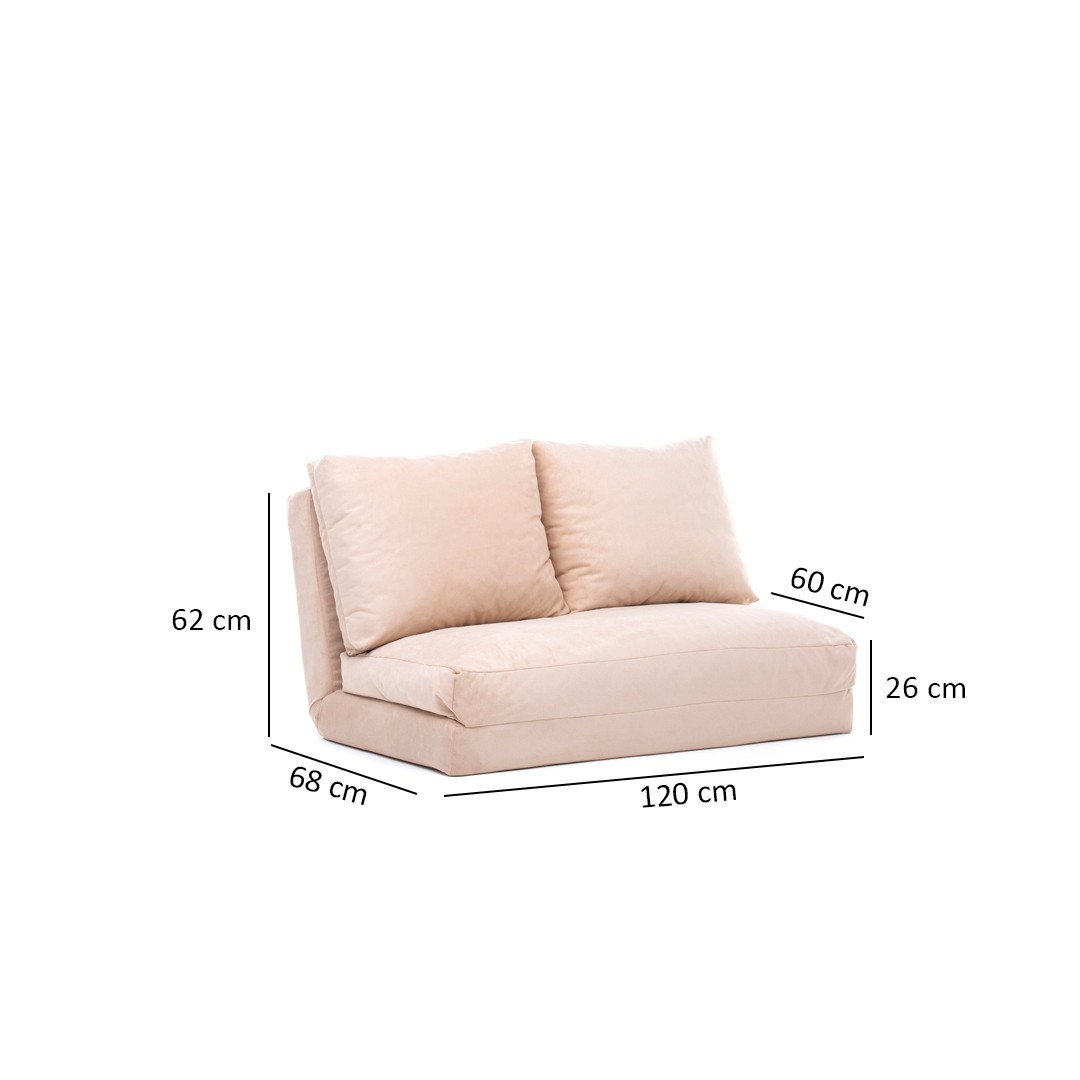 Hanah Home 2-místná víceúčelová pohovka Taida 120 cm krémová