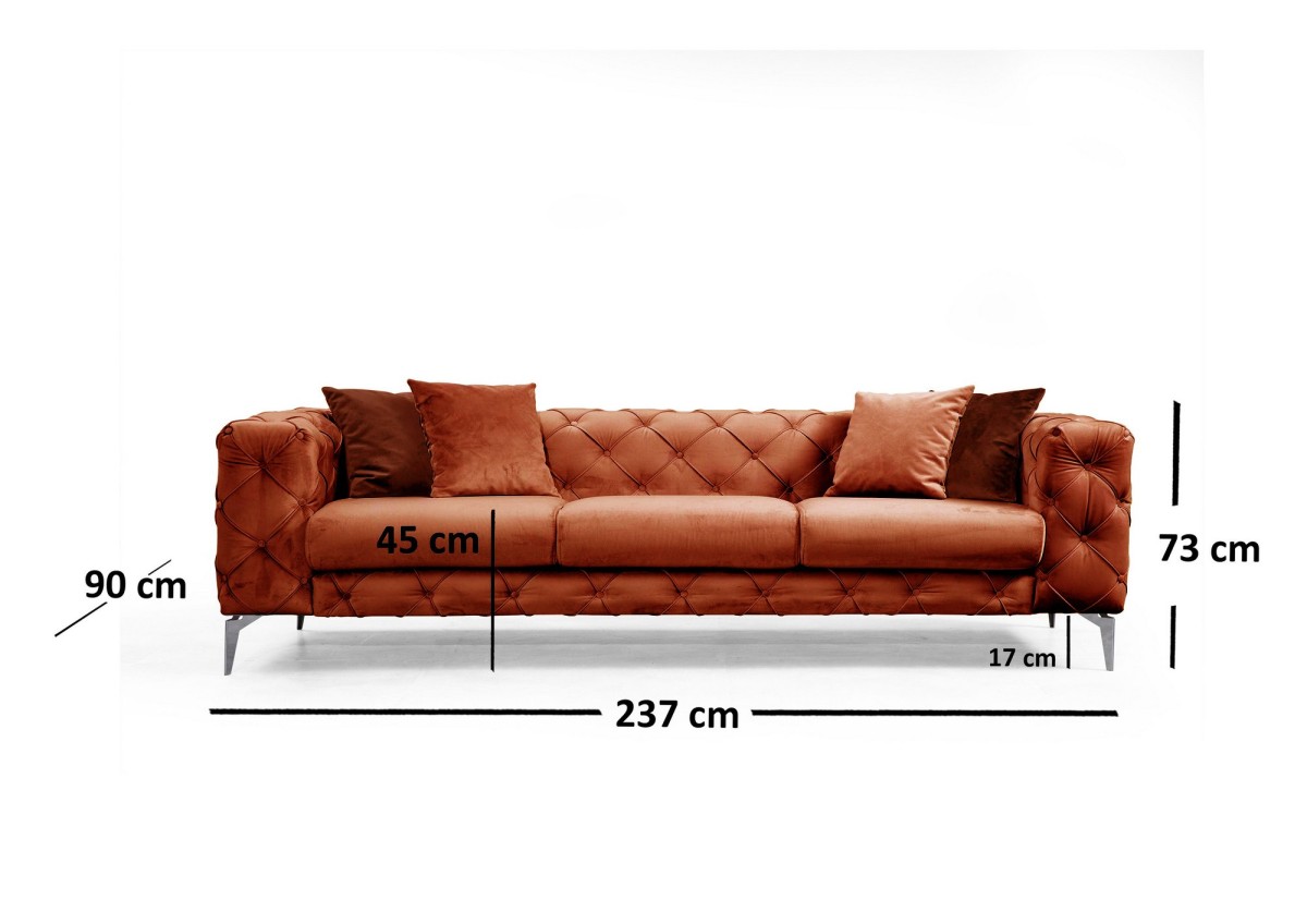 Hanah Home 3-místná pohovka Como 237 cm oranžová