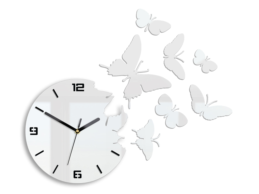 ModernClock 3D nalepovací hodiny Butterfly bílé