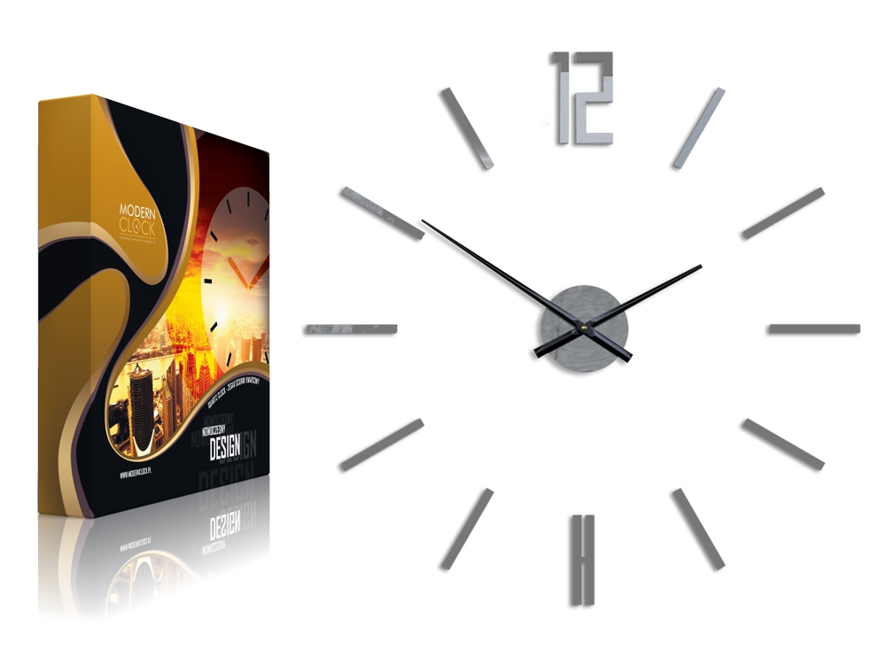 ModernClock 3D nalepovací hodiny Carlo šedé