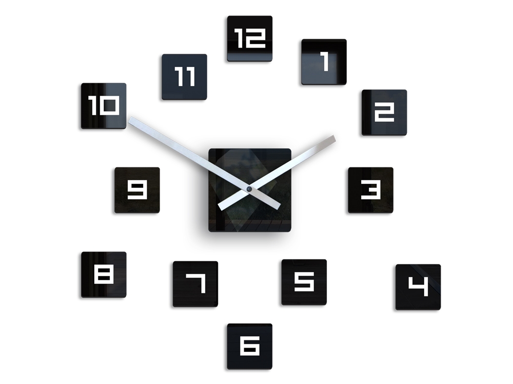 ModernClock 3D nalepovací hodiny Cube černé