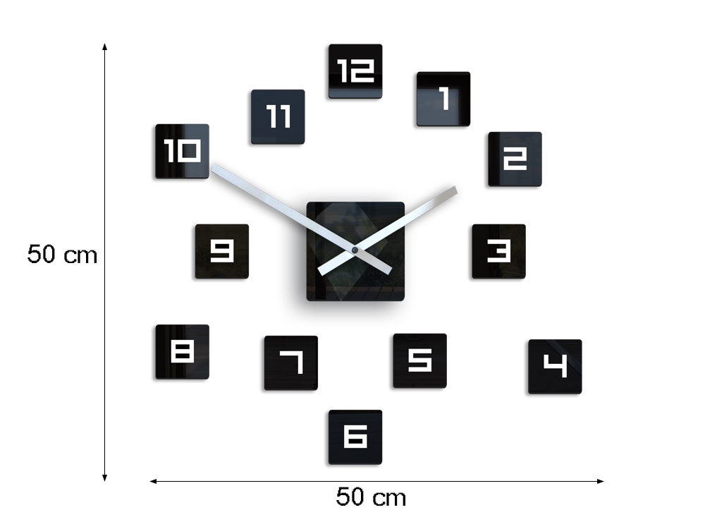 ModernClock 3D nalepovací hodiny Cube černé