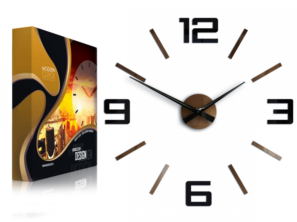 ModernClock 3D nalepovací hodiny Reden černo-měděné