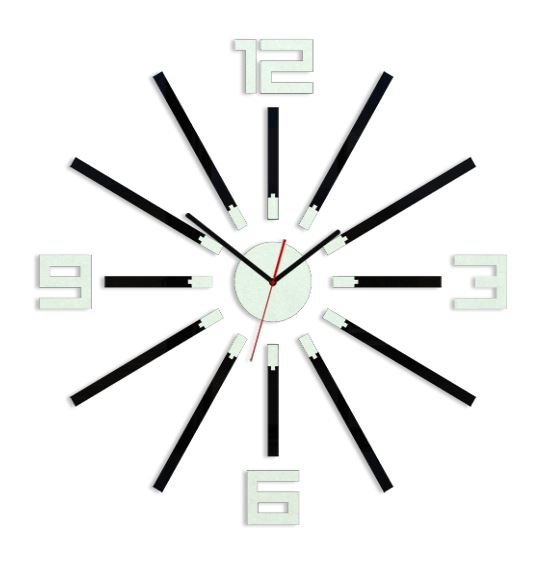 ModernClock 3D nalepovací hodiny Sheen černo-bílé