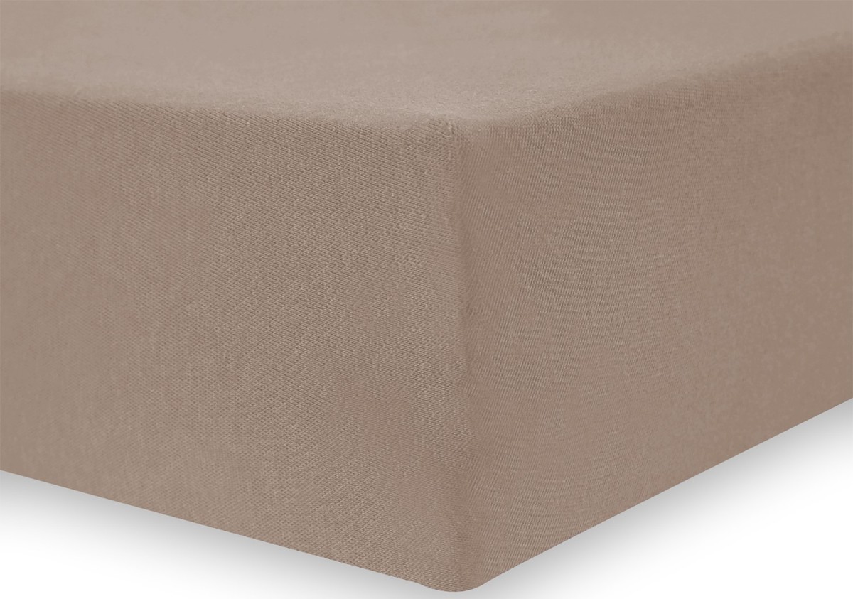 Bavlněné jersey prostěradlo s gumou DecoKing Amber cappuccino, velikost 220-240x220+30