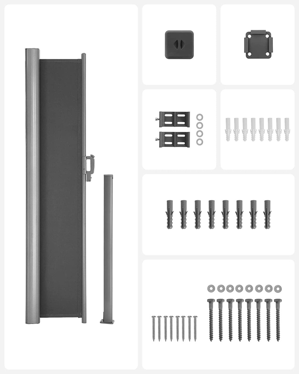 SONGMICS Boční markýza Orrine 160x400 cm tmavě šedá