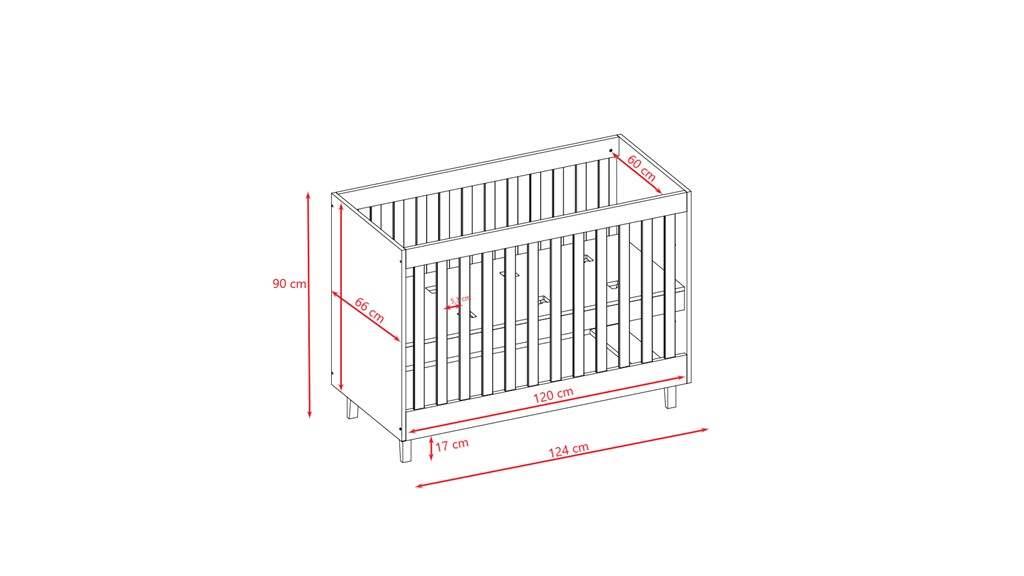 Kocot kids Dětská postýlka Kubi šedá, varianta 60x120, bez šuplíků, bez matrace