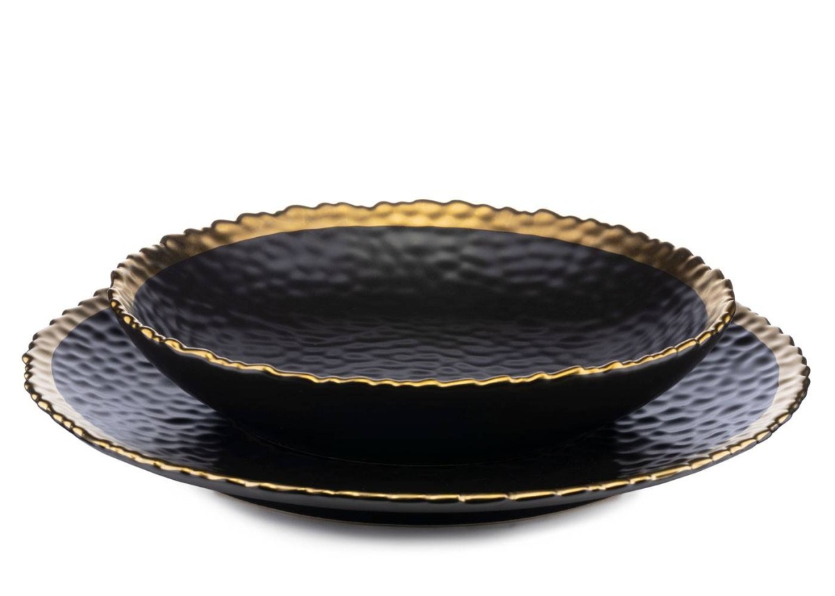 DekorStyle Hluboký keramicky talíř Kati 21 cm černý