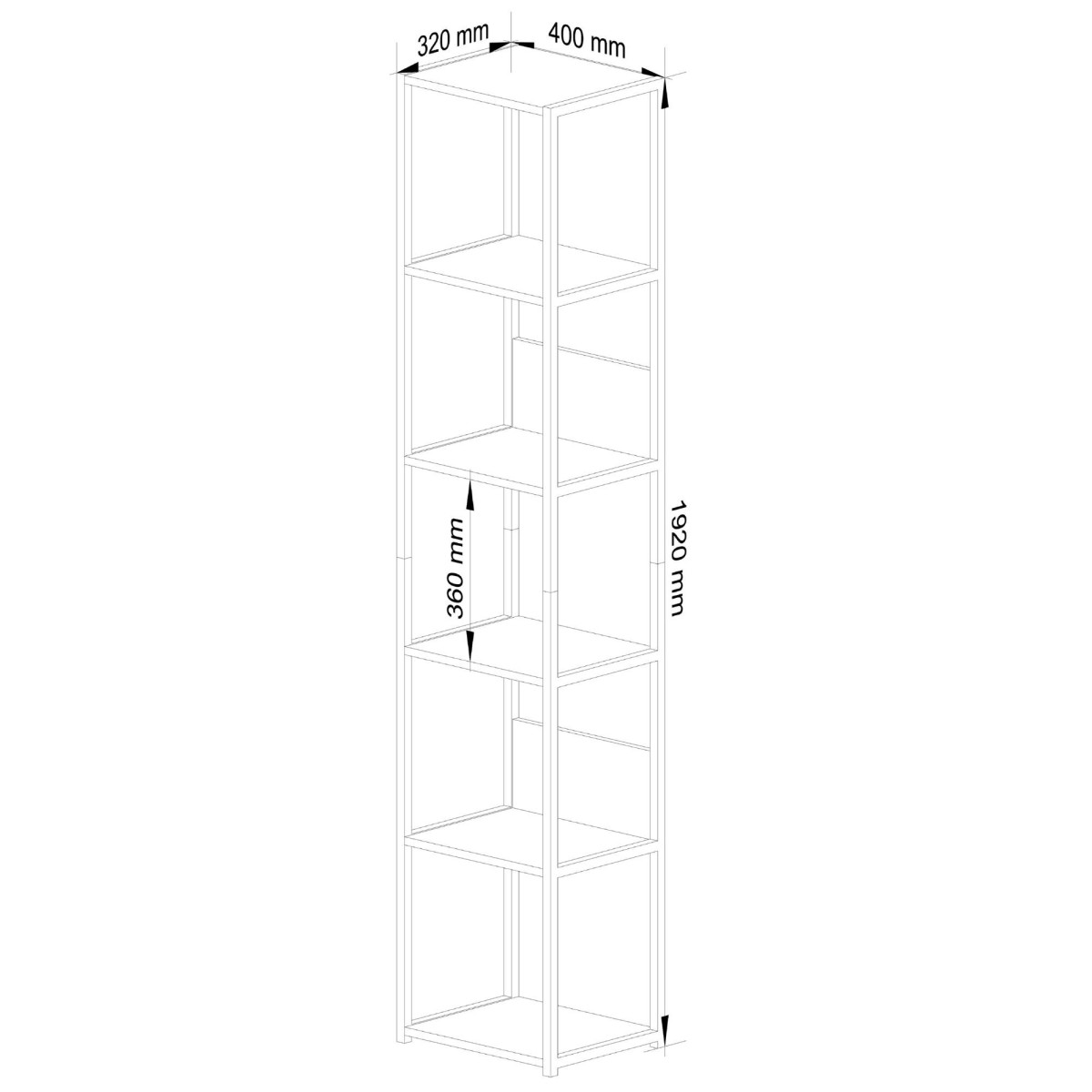 Ak furniture Knihovna Loft s kovovým rámem 40 cm černá