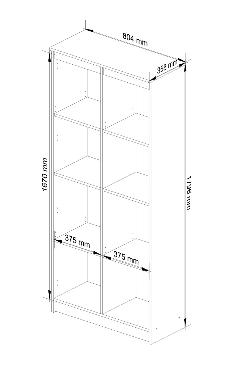 Ak furniture Knihovna Rexa 80 cm bílá