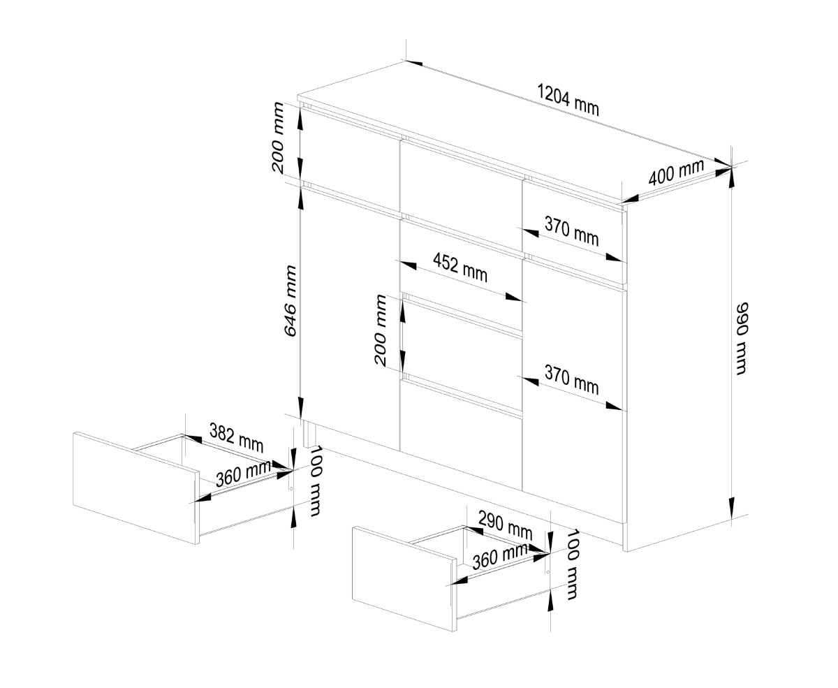 Ak furniture Komoda 120 cm K017 bílá