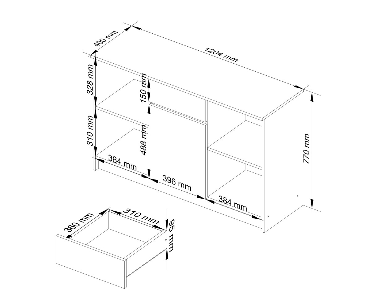 Ak furniture Komoda B-17 120 cm bílá