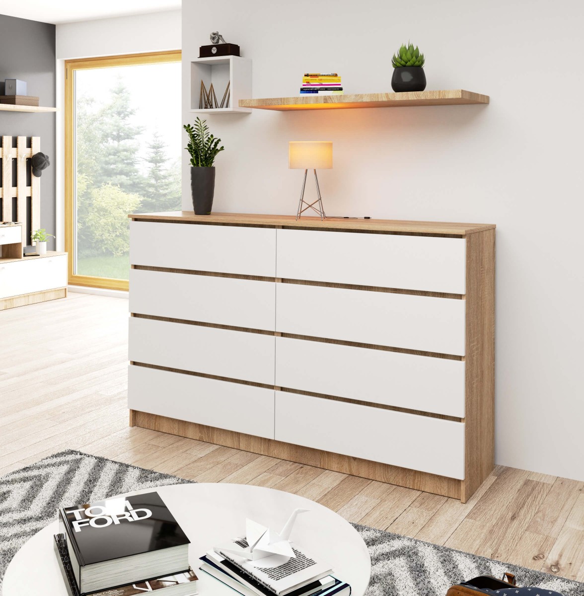 Ak furniture Komoda Inbia K 160 cm dub sonoma/bílá