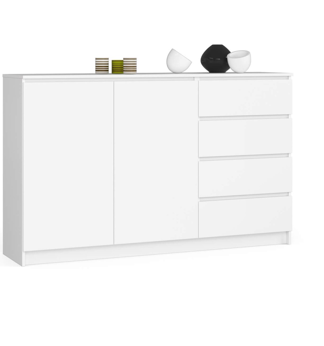 Ak furniture Komoda K013 160 cm bílá - 2 skříňky a 4 šuplíky