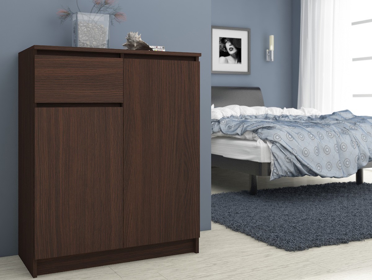 Ak furniture Komoda Kiara 80 cm 2 skříňky a 1 šuplík wenge