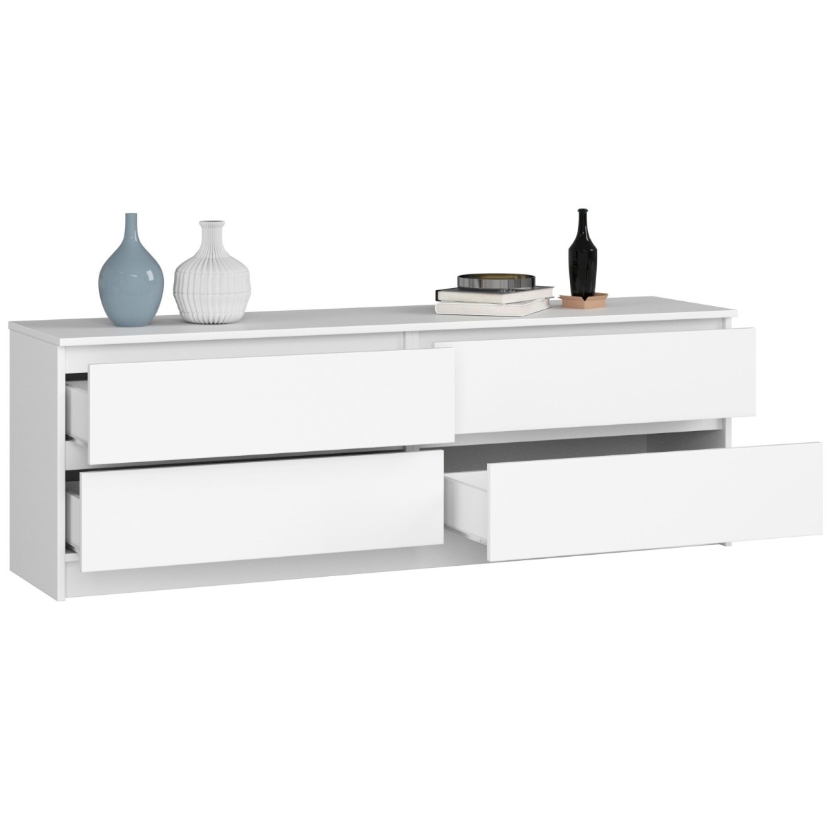 Ak furniture KOMODA Kuba 160 cm - 4 šuplíky - bílá