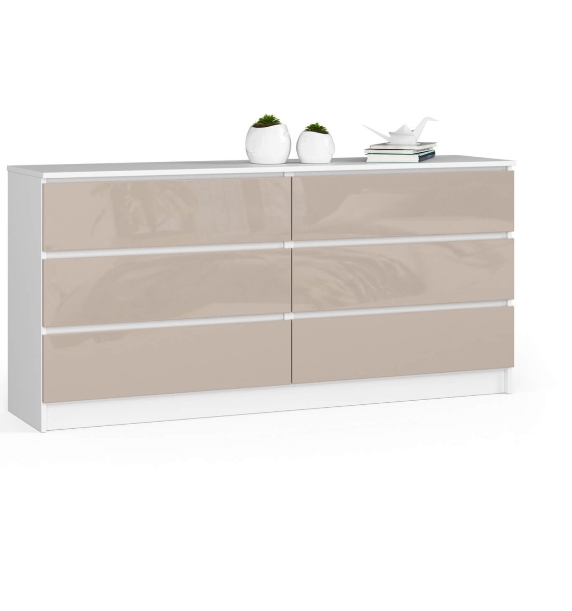 Ak furniture Komoda Kuba 160 cm 6 šuplíků bílá/cappuccino