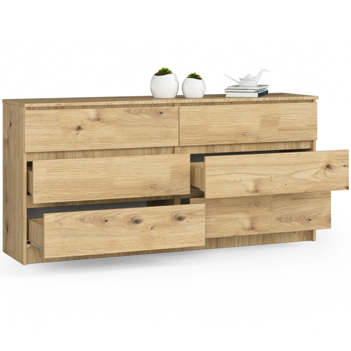 Ak furniture Komoda Kuba 160 cm 6 šuplíků dub artisan