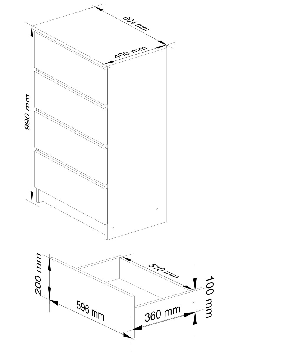 Ak furniture Komoda Kuba 60 cm - 4 šuplíky bílá/cappucino