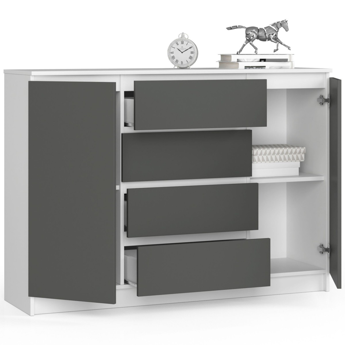 Ak furniture Komoda TOVE K 138,4 cm bílá/grafit