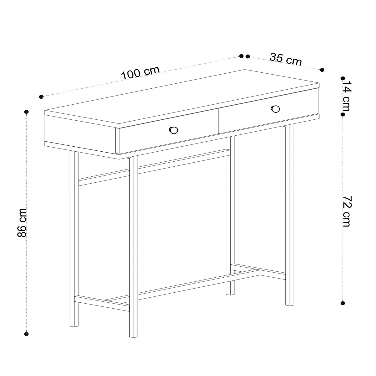 Hanah Home Konzolový stolek Esta 100 cm hnědý/černý