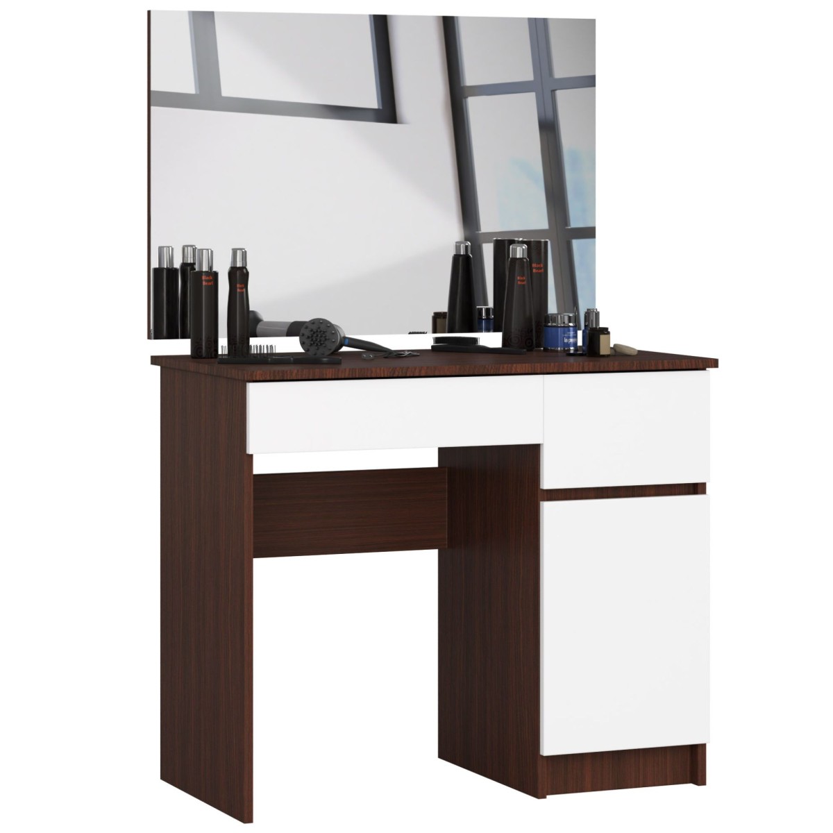 Ak furniture Kosmetický stolek se zrcadlem P-2/SL I dub wenge / bílý pravý