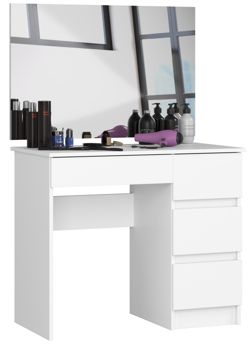 Ak furniture Kosmetický stolek se zrcadlem T-6 I 90x50 cm bílý pravý