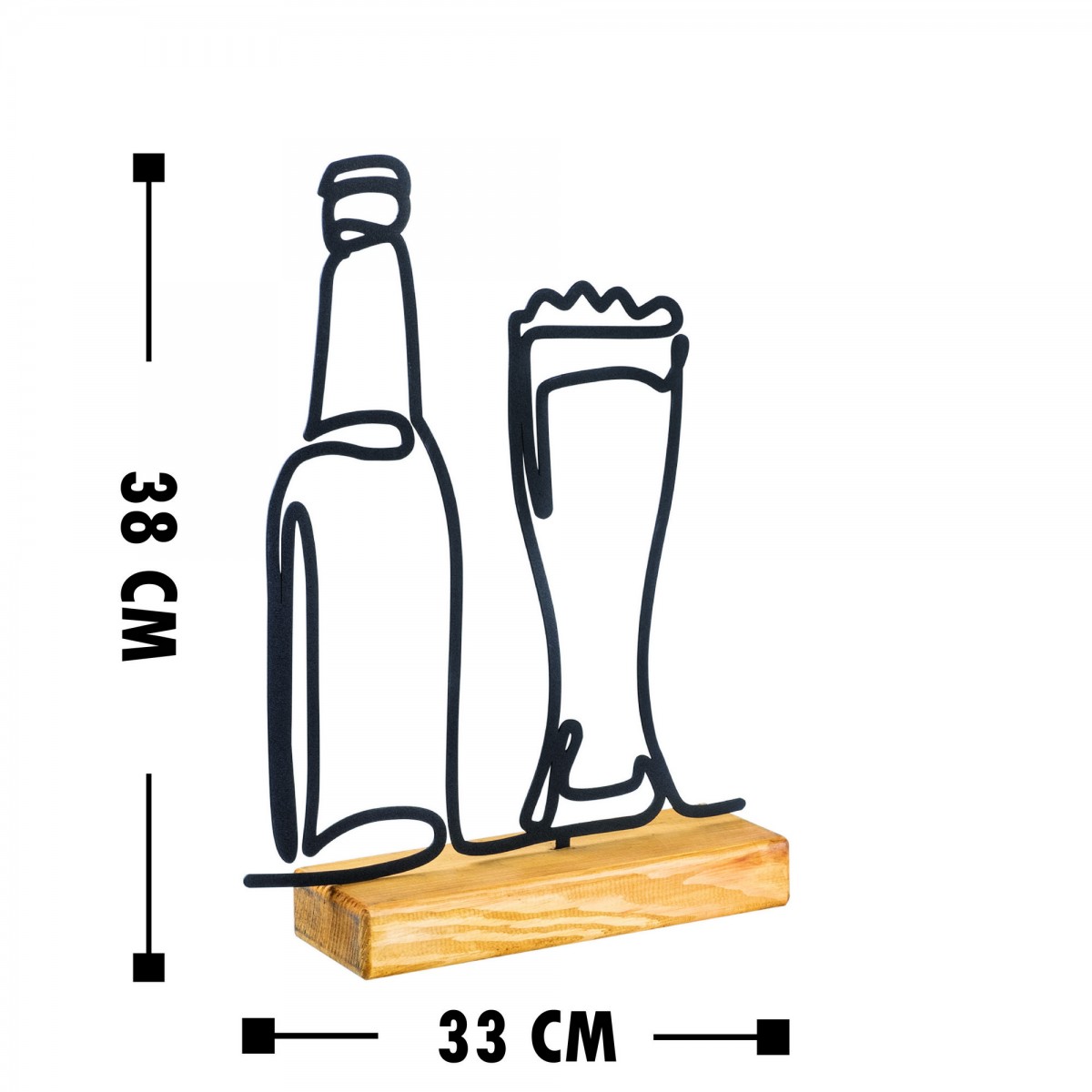 Hanah Home Kovová dekorace Beer 38 cm černá