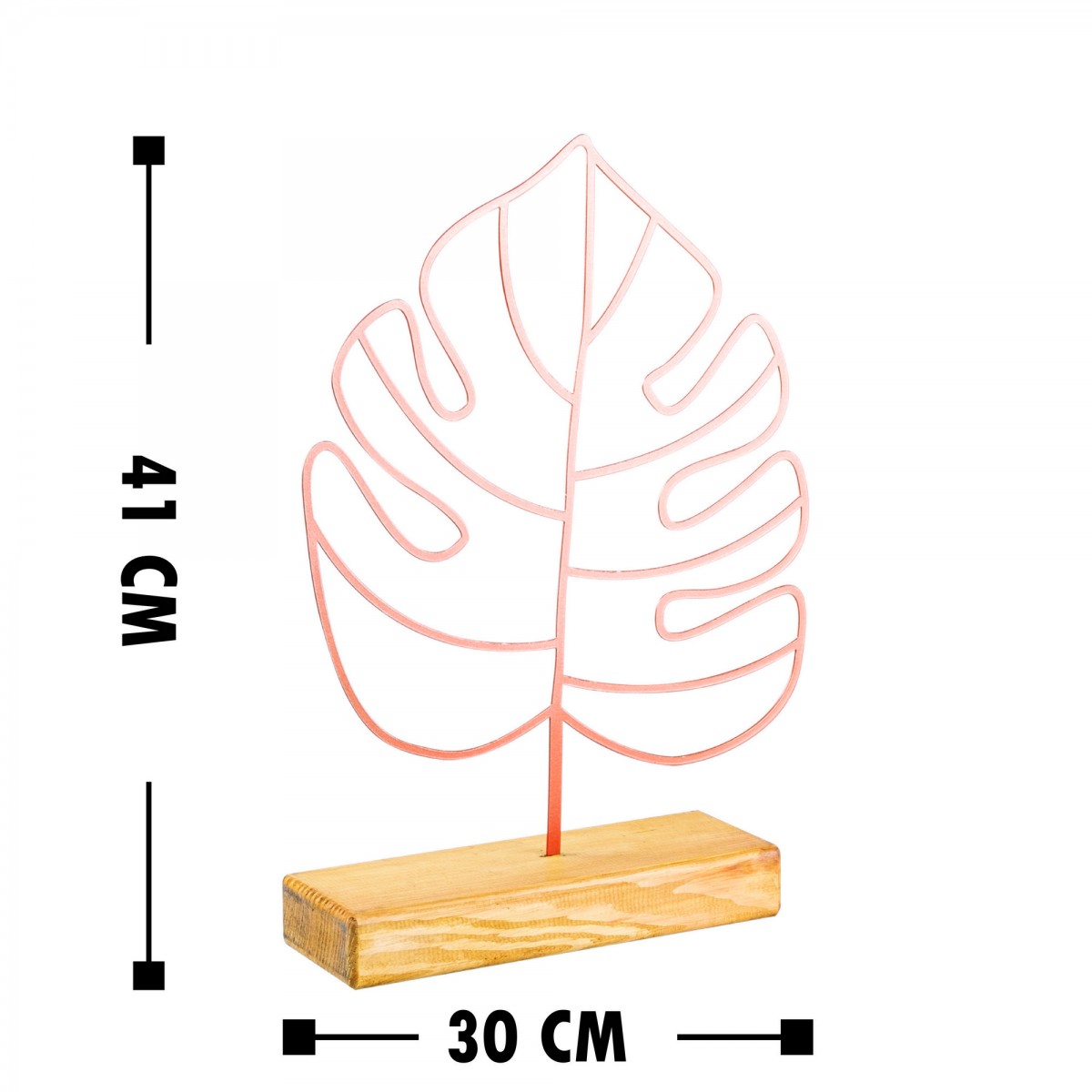 Hanah Home Kovová dekorace Large Leaf 41 cm měděná