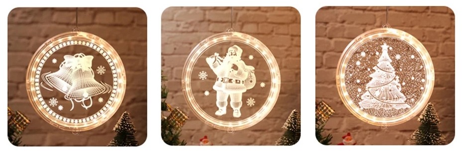 Tutumi LED světelná ozdoba na okno SANTA CLAUS II kruhová bílá