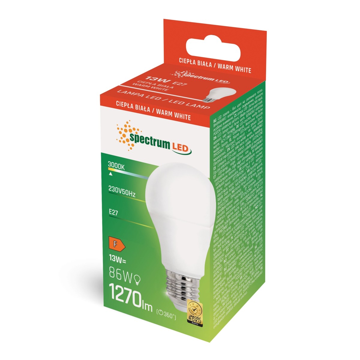 Spectrum LED LED žárovka GLS 13W E-27 teplá bílá