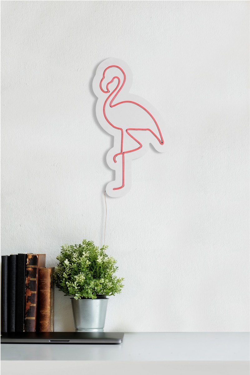 Hanah Home Nástěnná neonová dekorace Flamingo růžová