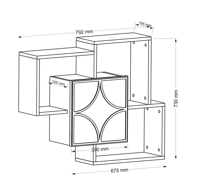 Kalune Design Nástěnná police ARCO ořech/zelená