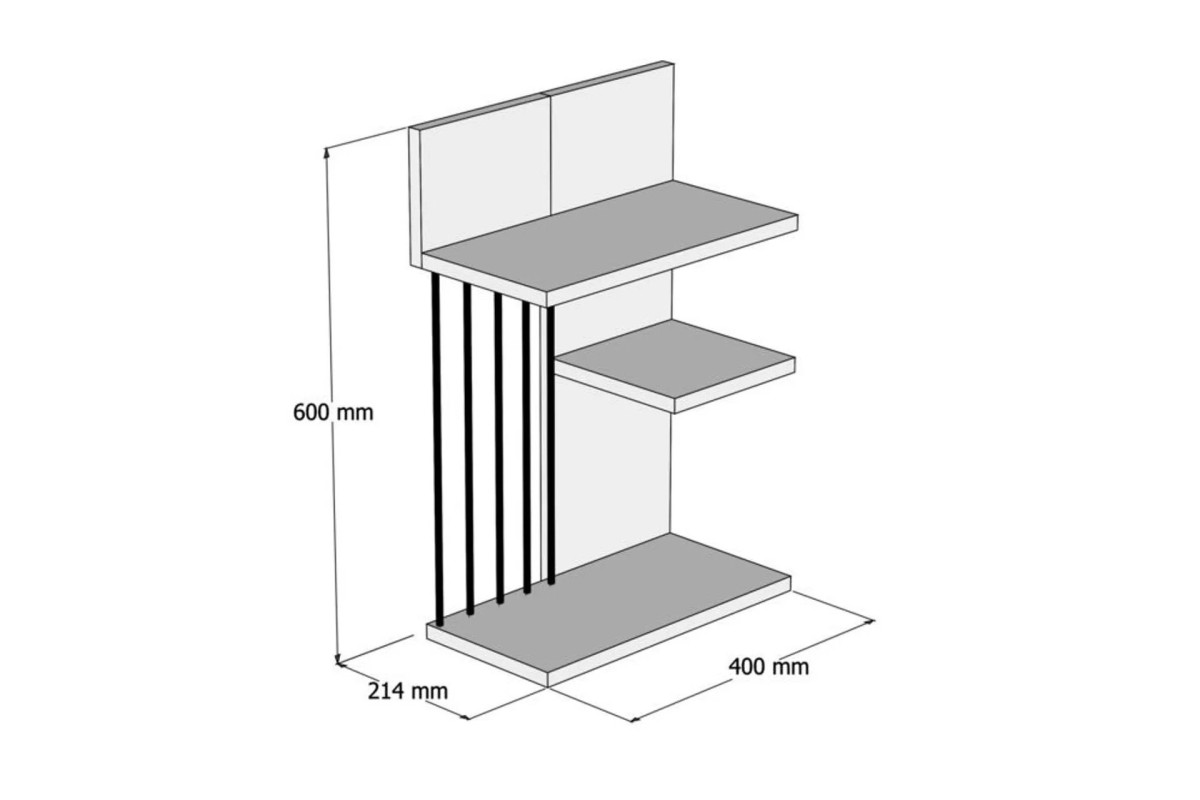 Kalune Design Nástěnná police NEZMA bílá/ořech