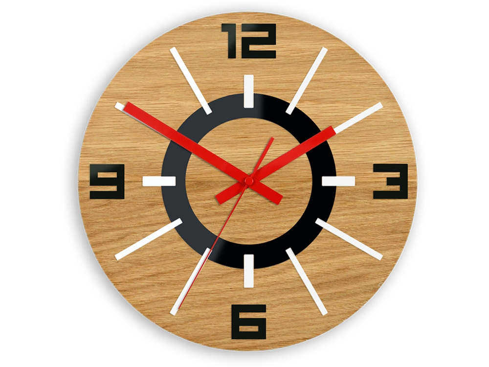 ModernClock Nástěnné hodiny Alladyn Wood hnědo-červené