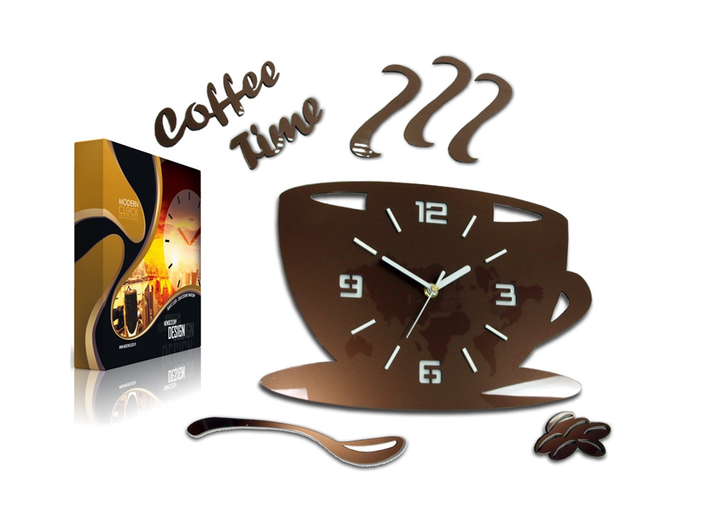 ModernClock Nástěnné hodiny Coffe měděné