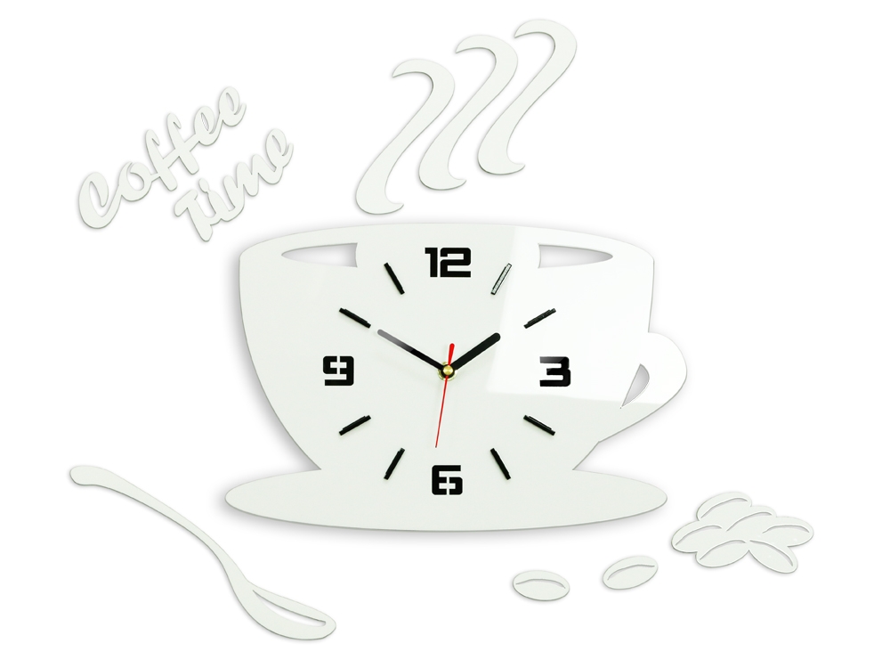 ModernClock Nástěnné hodiny Coffee bílé